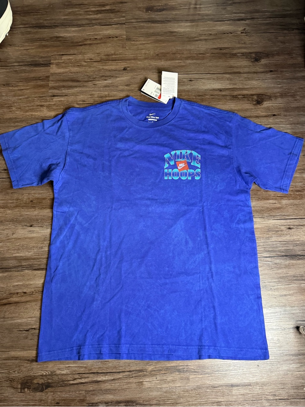 Nike Hoops Graphic T-Shirt Blue Loose Fit Double-Sided $40 NWT Men’s Size L